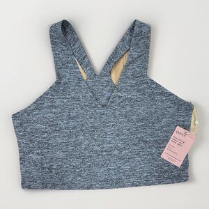 Quince Flowknit Ultra Soft V-Neck Cropped Tank Size XL Heather Charcoal
